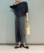 ドットジャガード　6分袖カーディガン