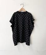 ドットジャガード　フリル袖フレンチ