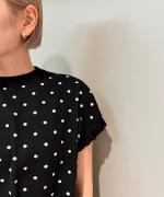 ドットジャガード　フリル袖フレンチ