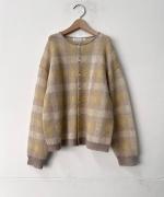 シアーモヘヤ チェック　カーディガン