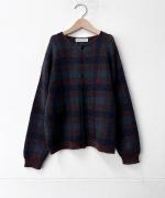 シアーモヘヤ チェック　カーディガン