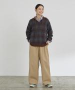 シアーモヘヤ チェック　衿付きニット