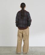 シアーモヘヤ チェック　衿付きニット