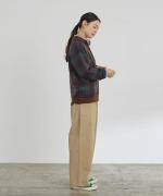 シアーモヘヤ チェック　衿付きニット