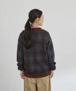 シアーモヘヤ チェック　衿付きニット