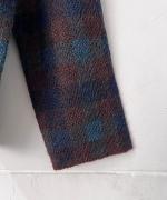 シアーモヘヤ チェック　衿付きニット