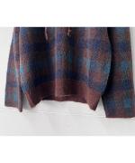 シアーモヘヤ チェック　衿付きニット