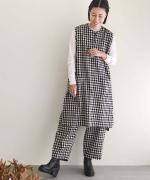 コットン&リネン・プレーンシーチング ワイドストレートパンツ