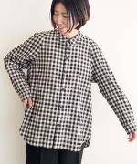 コットン&リネン・チェックシーチング　ピボットスリーブシャツ