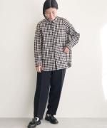 コットン&リネン・チェックシーチング　ピボットスリーブシャツ
