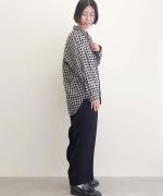 コットン&リネン・チェックシーチング　ピボットスリーブシャツ