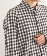 コットン&リネン・チェックシーチング　ピボットスリーブシャツ