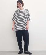 微強撚綿天竺　クルーネック5分袖カットソー