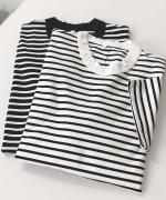 微強撚綿天竺　クルーネック5分袖カットソー