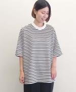 微強撚綿天竺　クルーネック5分袖カットソー