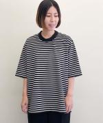 微強撚綿天竺　クルーネック5分袖カットソー