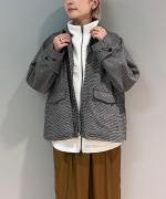 ウール・千鳥 フロントジップジャケット