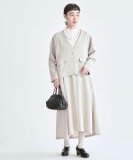 コットンサテン　タック衿ブラウス