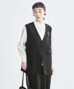 コットンサテン　タック衿ブラウス