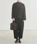 コットンサテン　タック衿ブラウス