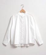 コットンサテン　タック衿ブラウス