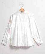 コットンサテン　タック衿ブラウス