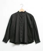 コットンサテン　タック衿ブラウス