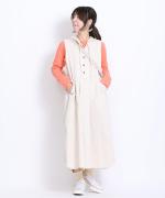 6.5ozコットンリネンデニム　フードジャンパースカート