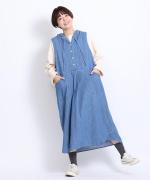 6.5ozコットンリネンデニム　フードジャンパースカート