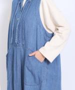 6.5ozコットンリネンデニム　フードジャンパースカート