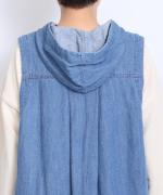 6.5ozコットンリネンデニム　フードジャンパースカート