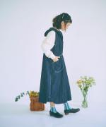 6.5ozコットンリネンデニム　フードジャンパースカート