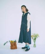 6.5ozコットンリネンデニム　フードジャンパースカート