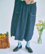 6.5ozコットンリネンデニム　フードジャンパースカート