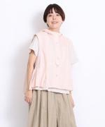 太番手ステッチコットンリネンボイル　フードベスト