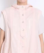 太番手ステッチコットンリネンボイル　フードベスト