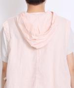 太番手ステッチコットンリネンボイル　フードベスト