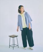 太番手ステッチコットンリネンボイル　フードベスト