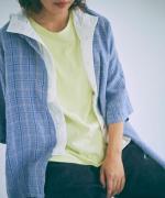 太番手ステッチコットンリネンボイル　フードベスト