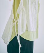 太番手ステッチコットンリネンボイル　フードベスト