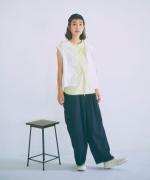 太番手ステッチコットンリネンボイル　フードベスト