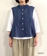 太番手ステッチコットンリネンボイル　フードベスト