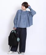 スモッキングコットンリネン　2wayブラウス
