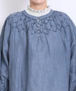 スモッキングコットンリネン　2wayブラウス