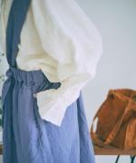 スモッキングコットンリネン　2wayブラウス