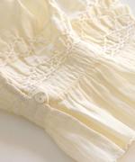 スモッキングコットンリネン　2wayブラウス