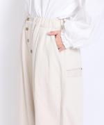 9.5ozコットンリネンデニム　ワイドテーパードパンツ