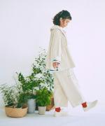 9.5ozコットンリネンデニム　ワイドテーパードパンツ