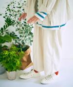 9.5ozコットンリネンデニム　ワイドテーパードパンツ