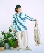 9.5ozコットンリネンデニム　ワイドテーパードパンツ